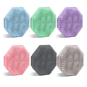 Antibacterial Silicone Facial Cleansing Brush with Long and Short Particles for Massage and Exfoliation