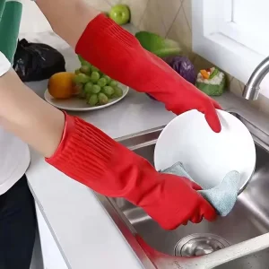 Antifouling Antifreeze Rubberized Gloves Plush Warm Kitchen Cleaning Latex Gloves Dishwashing Laundry Household Gloves