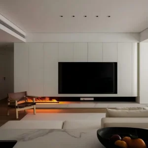 Antipollution Waterproof Nonslip Wooden TV Fireplace Cabinet with Modern Panel Design for Apartment Living Room TV Stand