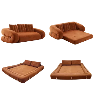 Antique-Style Foldable Sofa Bed with Vacuum Compression and Extendable Feature