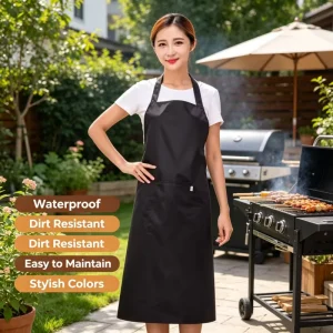 Apron Chef Hat Set Adjustable Half length Adult Apron Striped Hotel Restaurant Chef Waiter Kitchen Cook Apron