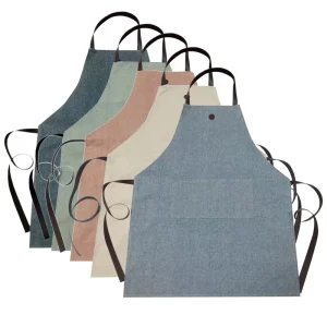 Apron Custom Logo OEM Pure Color Personalized Kitchen Restaurant Waiter Unisex Bib Apron Adjustable Strap