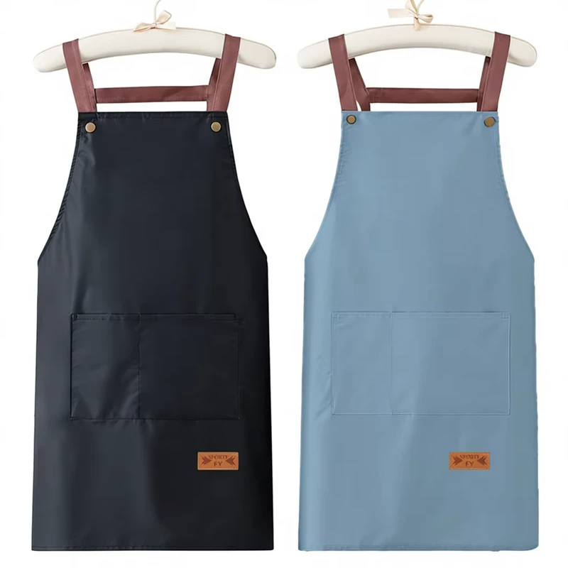 Apron Sleeveless Waterproof Oilproof Unisex Kitchen Cooking Waistband Solid Color Modern Simple Strap Restaurant Work