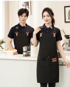 Apron for Chef Kitchen Use Custom Logo Printed Canvas Waist Apron for Restaurant Milk Tea Cafe Waiter