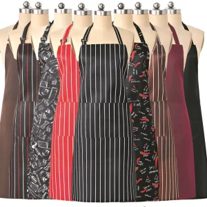 Aprons for Women with Pockets Adjustable Strap and Waist Ties Washable Printed Aprons for Baking, Cooking, Gardening and Cosplay
