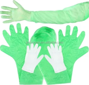 Arm Gloves Binding Port Design 35.4 Inch PE High Air Tightness Waterproof and Durable Disposable Gloves for Household Farm Plant
