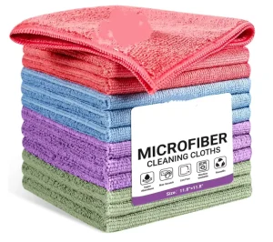 Assorted Color Reusable Microfiber Cleaning Cloths for Car Kitchen Bathroom & Household Use