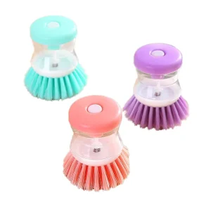 Automatic Liquid Adding Dishwashing Brush Non Stick Oil Non Damaging Multi Functional Press Type Cleaning Brush for Pot