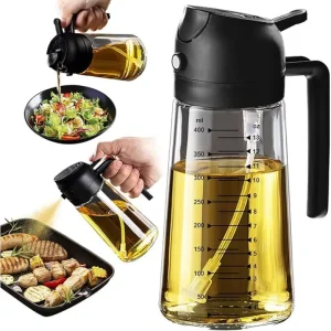 Automatic Opening Closing 2-in-1 470ml Glass Olive Oil Dispenser Sprayer