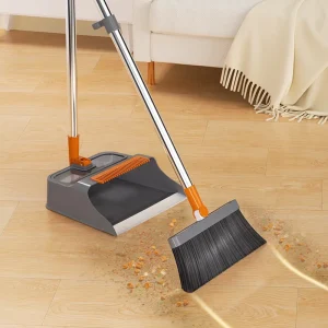 Automatic Rebound Dustpan Combination Long Handle Folding Windproof Broom with Dustpan Set Plastic Household Cleaning Products