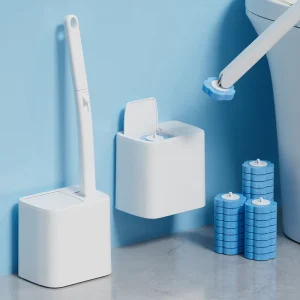 Automatic Toilet Cleaning System with Flip-Top Disposable Toilet Brush Holder