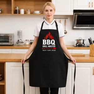 BBQ Grill Master Apron Adjustable Neck Reusable Kitchen Cooking Chef Apron with Pocket