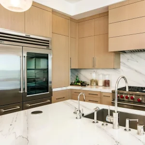 BNITM Professional Modular Kitchen Cabinets Eco Friendly Fireproof Design Modern Style Complete Kitchen Set Sink Marble Laminate