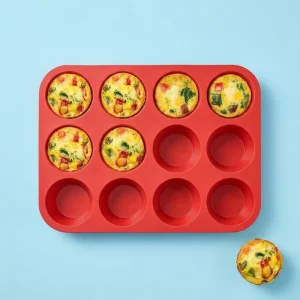 BPA-Free 12-Cup Silicone Muffin Baking Pan Flexible Nonstick