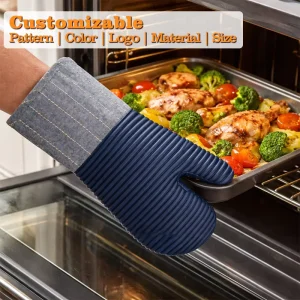 BPA Free Heat Shield Silicone Waterproof Gloves Mitts Set Thick Design Oven Glove for Bbq Chef Oven Mitt