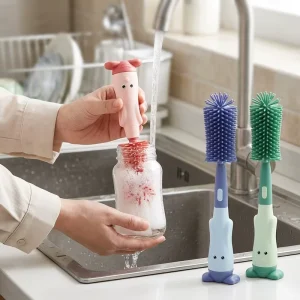 BPA Free Soft Silicone Bottle Cleaning Brush Cartoon Pattern Water Bottle Straw Nipple Cleaning Brush