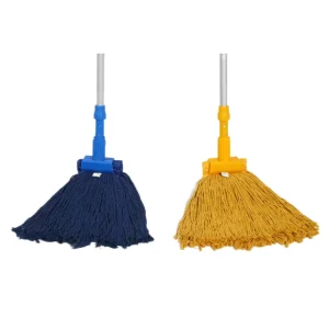 BSCI GRS Blue Wet Mop Head Cut End Looped End Cotton Floor Mop Head With Mop Clip