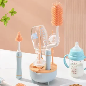 Baby Bottle Brush Cleaner Portable Nipple Brush With Base Water Bottle Cleaner Brush Set Baby Bottle Cleaner