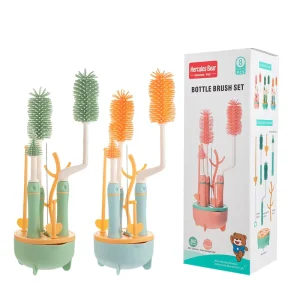 Baby Bottle Cleaner Brush Set Portable Bottle Cleaning Kit Set Silicone Brush Nipple Brush
