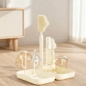 Baby Bottle Cleaner Set with Silicone Brushes, Storage Box and Portioning Bottle