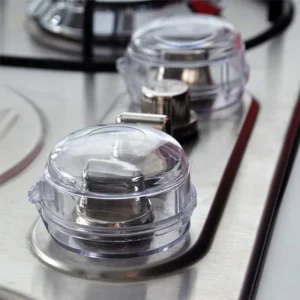Baby Proof Stove Knob Cover Heat Resistant 140°C With Twist Lock Adhesive Mount Kitchen Safety Dual Twist Release