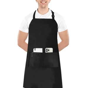 Bakery Kitchen Polyester Bib Apron Adjustable with 2 Pockets Water Oil Resistant Unisex Cooking Chef Apron