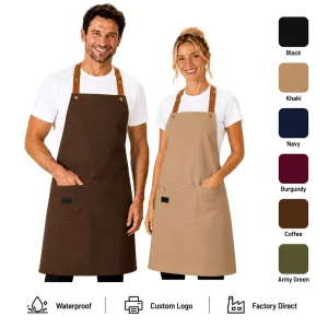 Bakery Work Apron Waterproof Canvas Baking Apron Comfortable Elastic Back Strap Design