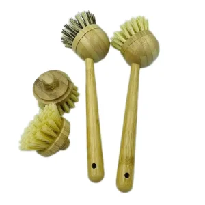 Bamboo Bottle Brush Sisal Coconut Palm Sponge Cleaning Dish Brush Set for Kitchen