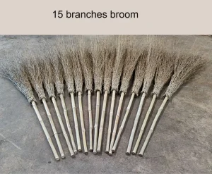 Bamboo Broom Outdoor Garden Broom Angle Yard Broom 15 Branches