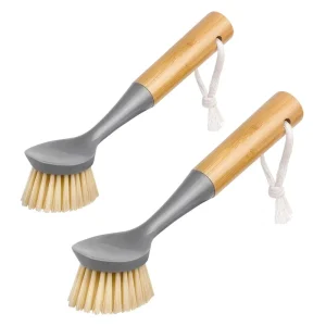 Bamboo Brush Long Handle Brush Dishwashing and Cleaning Brushes Scrub Brush Kitchen
