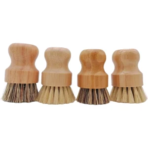Bamboo Dish Brush Durable Natural Bristle Wooden Kitchen Palm Sisal Pot Replacement Brush Heads Scrubber Cleaning Tool