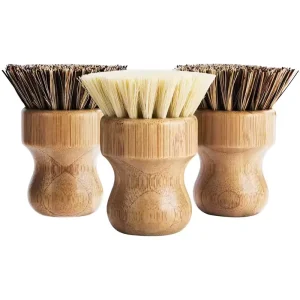 Bamboo Fiber Palm Pot Brush Mini Dish Scrub Brushes Durable Natural Scrubbers for Cleaning Pots Pans
