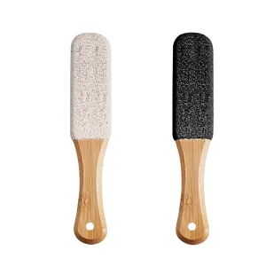 Bamboo Handle Long Foot File Callus Remover Pedicure Tool Double Sided Pumice Stone Professional Remover