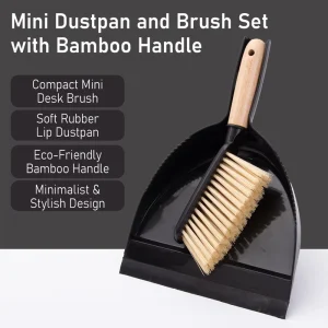 Bamboo Handle Mini Dustpan and Brush Set Desktop Broom Dustpan Set Eco Friendly for Home