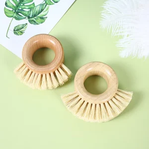 Bamboo and Sisal Kitchen Cleaning Brush Oval Vegetable Brush Circular Ring Brush Wristband Cleaning Brush