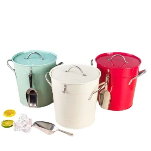 Bar Home Kitchen Europe Style Eco Friendly Thickened Metal 3.5L Insulated Double Wall Ice Bucket with Lid Scoop Custom Logo
