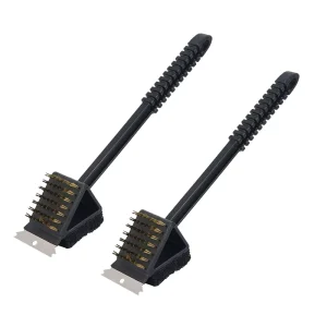 Barbecue Grill Accessories Cleaning Tool Household Grip Stainless Steel Wire Brush Grill Cleaner 3-in-1 Soft Bristle Heat