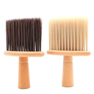 Barber Soft Fiber Neck Face Duster Brush Hair Cleaning Beech Wooden Flat Non slip Sweep Brush Hair Cut Hairdressing Tool
