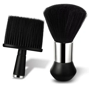 Barbershop Neck Brush Fiber Beard Shaving Brushes Black Bristle Neck Duster Set with Stand up Base Cleaning Brush