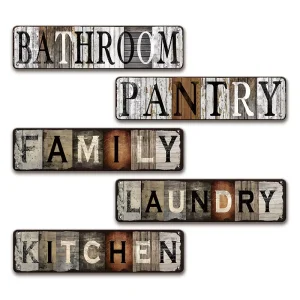 Bathroom Pantry Family Laundry Kitchen Metal Tin Sign, Farmhouse Rustic Wall Decor