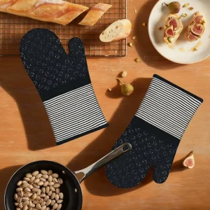 Bbq Glove Silicone Cooking Tools Barbecue Grilling Utility Chef Heat Resistant Non Slip Durable Printed Logo Oven Mitts Cotton