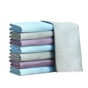Bearfamily 3 PK Cleaning Cloth Fish Scale Microfiber Glass Cloth Custom High Quality Lint Free Absorbent Towel for Glass Mirror