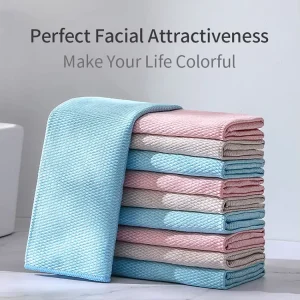 Bearfamily Custom Towels Fish Scale Microfiber Fiber Glass Cleaning Cloth Lint Free Streak Free Miracle Towel for Glass Window
