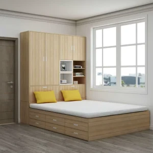Bedroom Storage Bed with Storage Box and Drawer, Double Bed