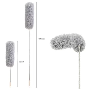 Bendable Head 100 Inch Feather Ellipse Duster with Extension Pole 245cm Ceiling 360 Rotatable Adjustable