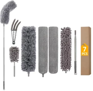 Bendable Microfiber Collector Duster Kit Telescopic Feather Cleaning for Home and Car PP Duster Head