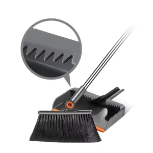 Bent Look Smart Floor Straight Steel Handle Angle for Indoor Cleaning Broom and Dustpan Set
