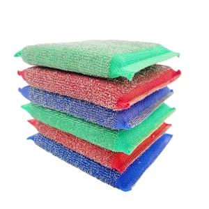 Best selling Colorful Stainless Steel Wire Sponge Net Scrubber Kitchen Scouring Sponge Pad
