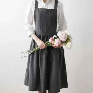 Bib Artistic Pure Cotton Sleeveless College Apron Women’s Flower Anti-fouling Cooking Work Clothes Waist