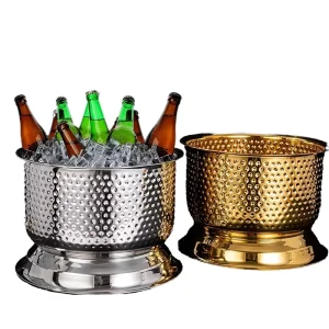 Big Ice Bucket Stainless Steel Ice Bucket Insulated Ice Bucket Hammer Point Design Champagne Tubs